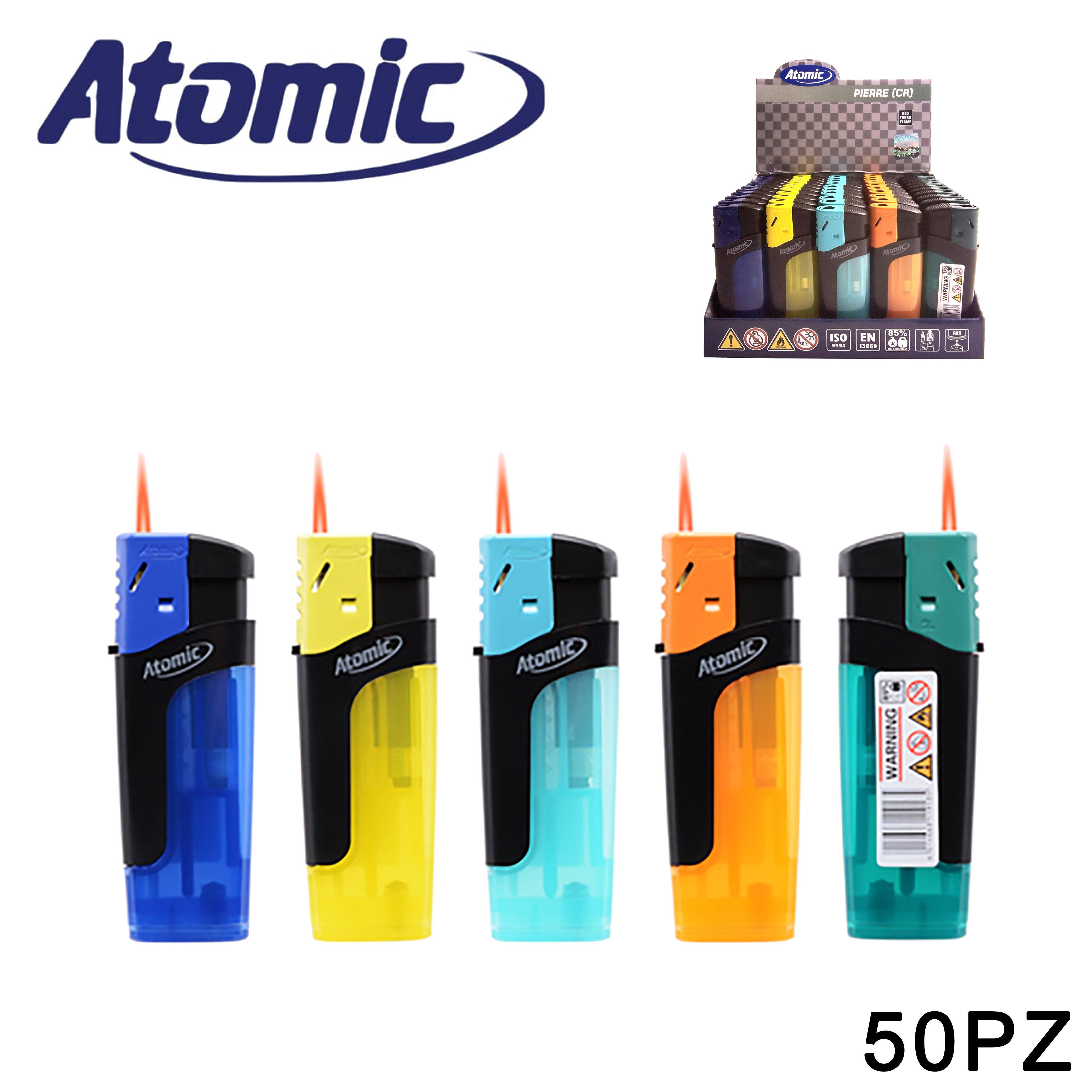 ART.3603303 8303305 ATOMIC ACCENDINO TURBO PIERRE FIAMMA ROSSA SEMI TRASPARENTE CONF.50PZ - koseakasa