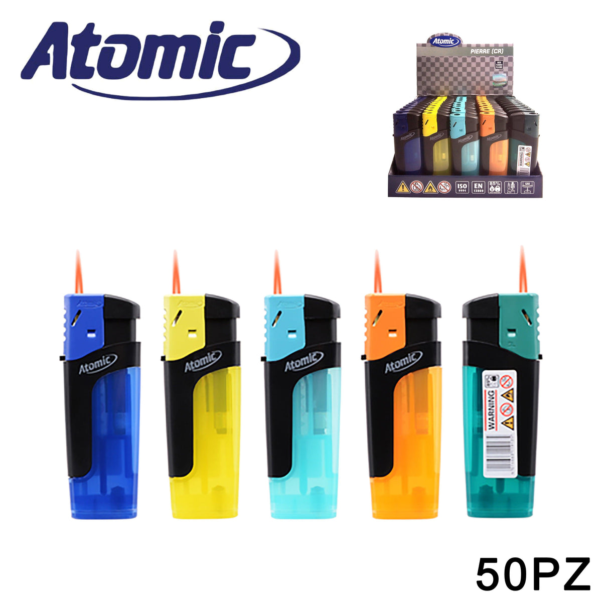 ART.3603303 8303305 ATOMIC ACCENDINO TURBO PIERRE FIAMMA ROSSA SEMI TRASPARENTE CONF.50PZ - koseakasa