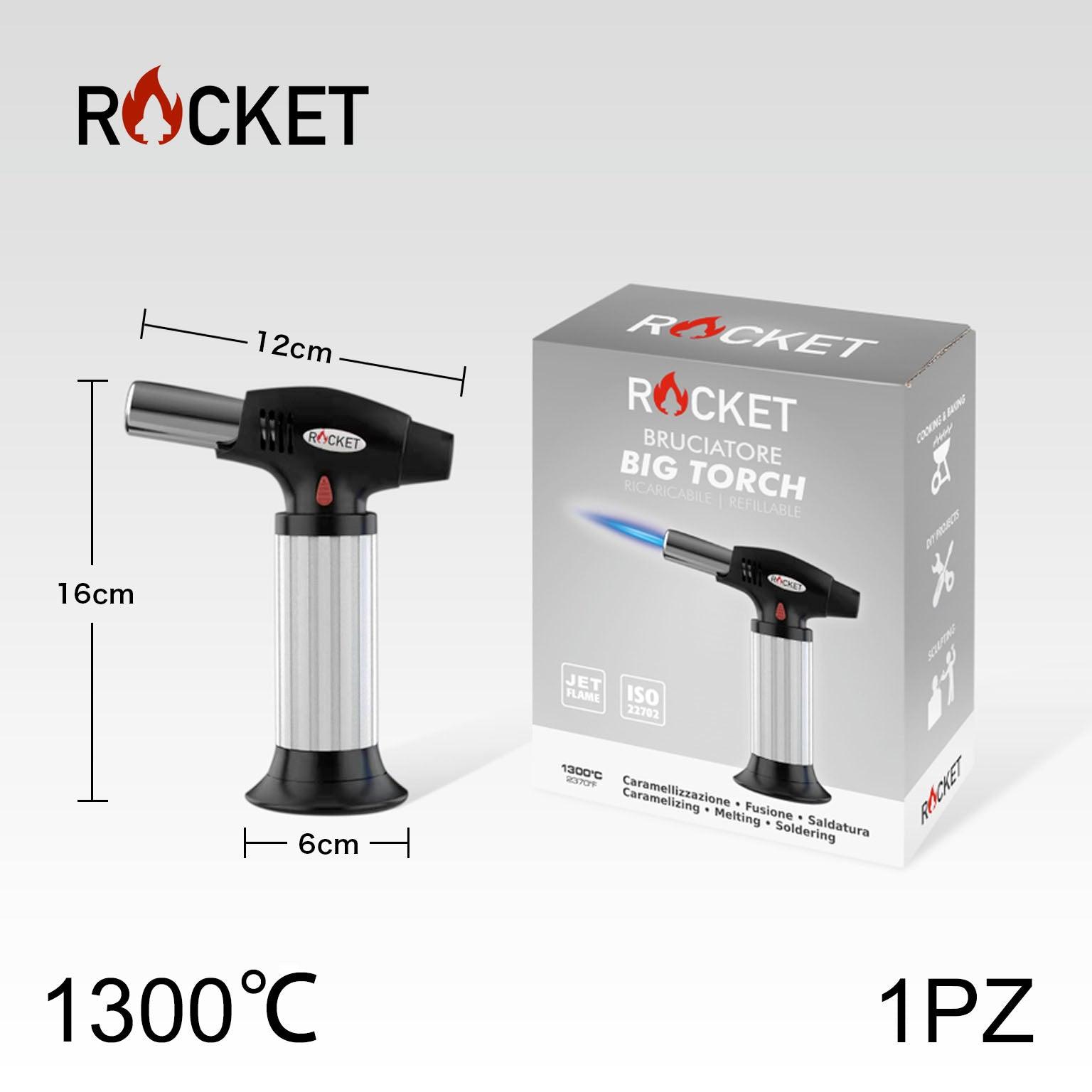 ART.8326230 ROCKET TURBO BRUCIATORE BIG TORCH RICARICABILE SILVER 1PZ - koseakasa