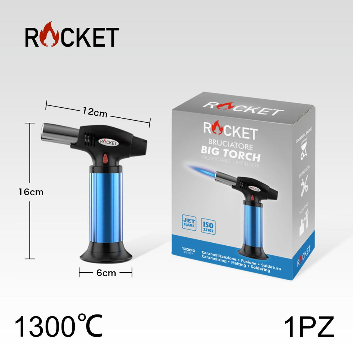 ART.8326231 ROCKET TURBO BRUCIATORE BIG TORCH RICARICABILE BLUBL1 - koseakasa
