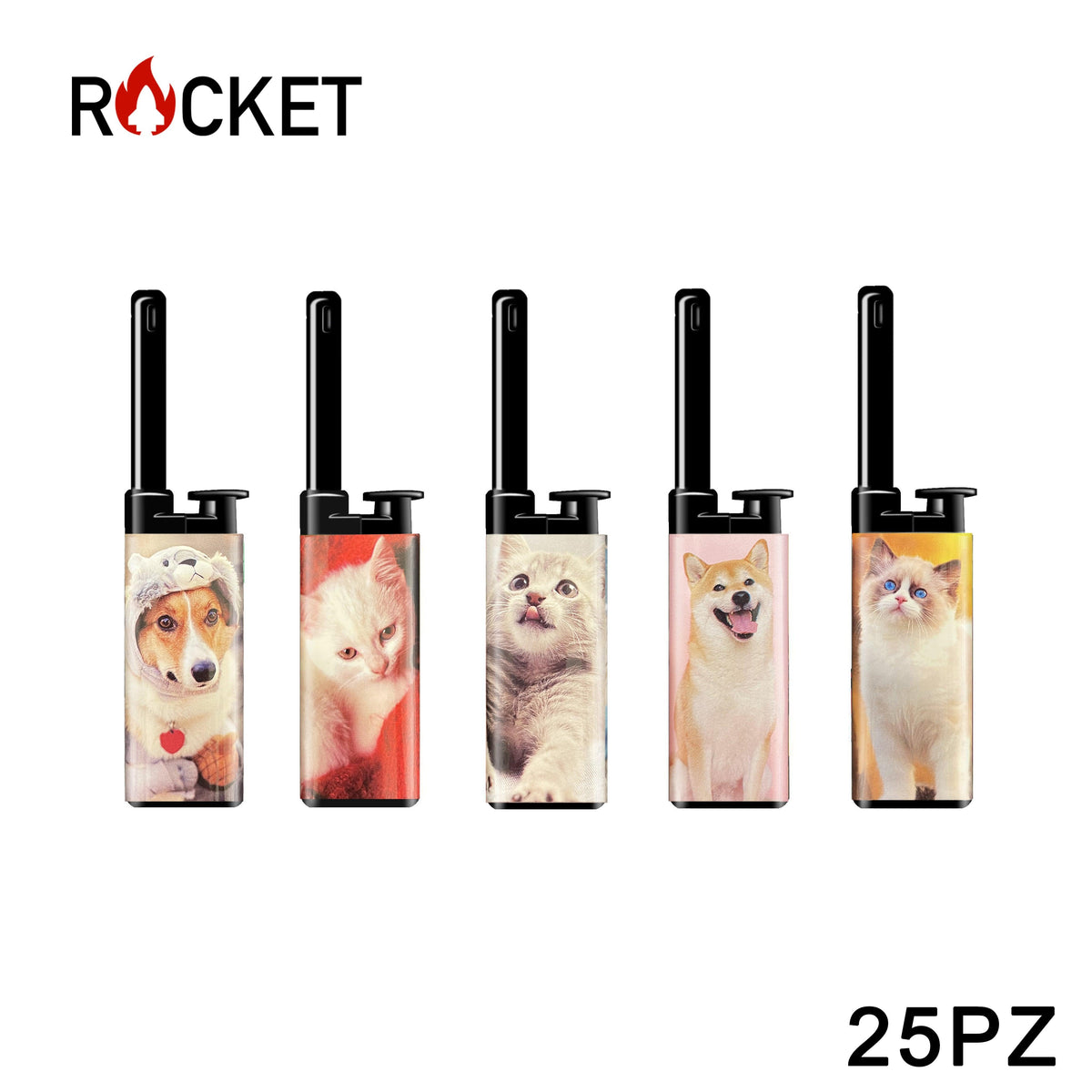 ART.8326241 ROCKET MINI BBQ LIGHTER JULIA SOFTFLAME REFILLABLE DOGS AND CATS 25PZ - koseakasa