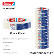 TESA NASTRO MASCHERATURA PROFESSIONALE 50MX25MM TRASPARENTE 12PZ - koseakasa
