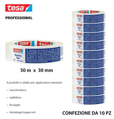 TESA NASTRO MASCHERATURA PROFESSIONALE 50MX30MM TRASPARENTE 10PZ - koseakasa