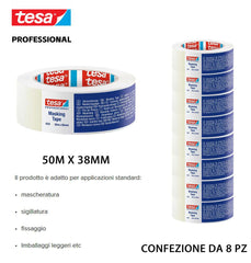 TESA NASTRO MASCHERATURA PROFESSIONALE 50MX38MM TRASPARENTE 8PZ - koseakasa