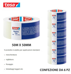 TESA NASTRO MASCHERATURA PROFESIONALE 50MX50MM TRASPARENTE 6PZ - koseakasa