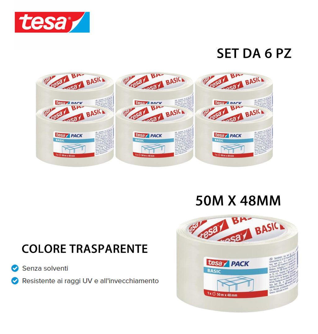 TESA NASTRO IMBALLO BASIC PP 50MX48MM TRASPARENTE 6PZ - koseakasa