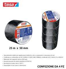 TESA NASTRO ISOLANTE IMQ 25MX50MM NERO 4PZ - koseakasa