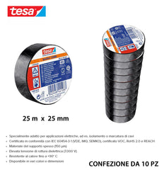 TESA NASTRO ISOLANTE IMQ 25MX25MM NERO 10PZ - koseakasa