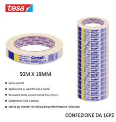 TESA COMET NASTRO ADESIVO CARTA 50MX19MM AVANA 16PZ - koseakasa