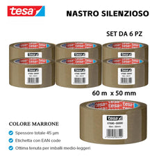 TESA NASTRO PP ACRILIC SILENZIOSO 66MX50MM AVANA 6PZ - koseakasa