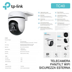 TELECAMERA PAN/TILT WIFI SICUREZZA ESTERNA TP-LINK ART.TC40 1PZ - koseakasa