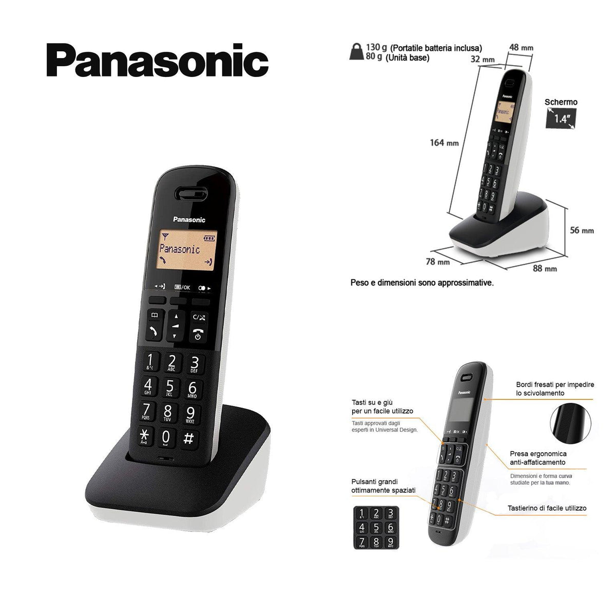 PANASONIC KX-TGB610JTW TELEFONO CORDLESS DIGITALE BIANCO/NERO - koseakasa