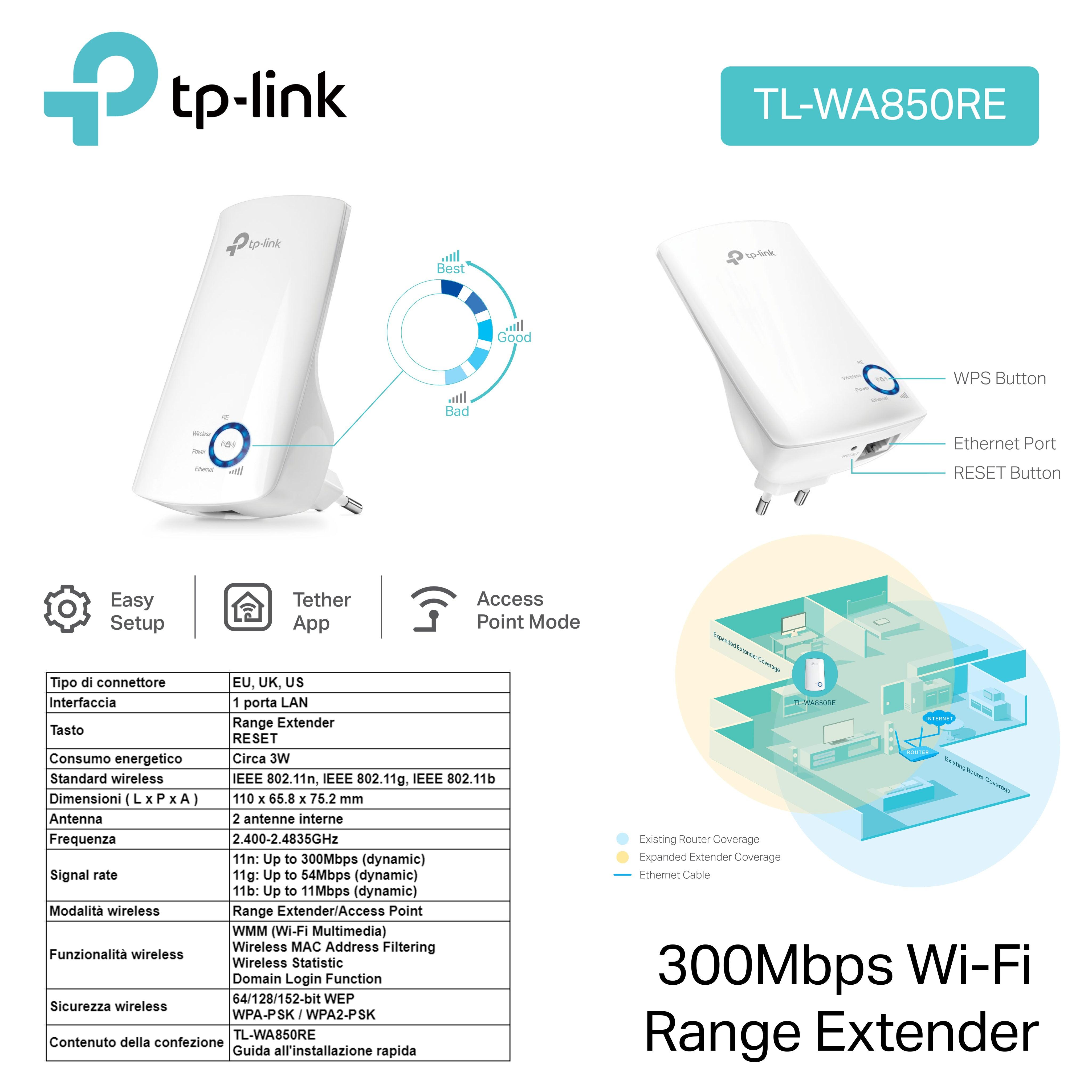 RANGE EXTENDER WIFI 300MB TP-LINK ART.TL-WA850RE 1PZ - koseakasa