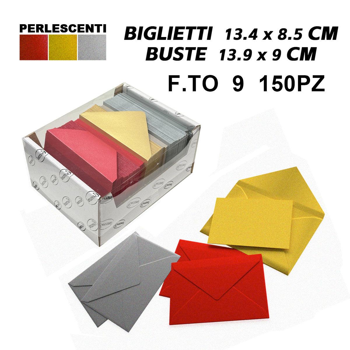 BIGLIETTI E BUSTE F.TO 9  150/150 3 COLORI PERLESCENTI  ART.LF40054F9 - koseakasa