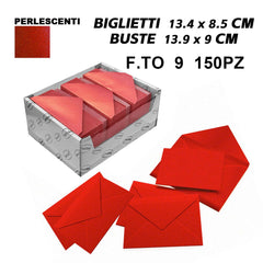 BIGLIETTI E BUSTE F.TO 9  150/150  ROSSO PERLESCENTE ART.LF40055F9 - koseakasa