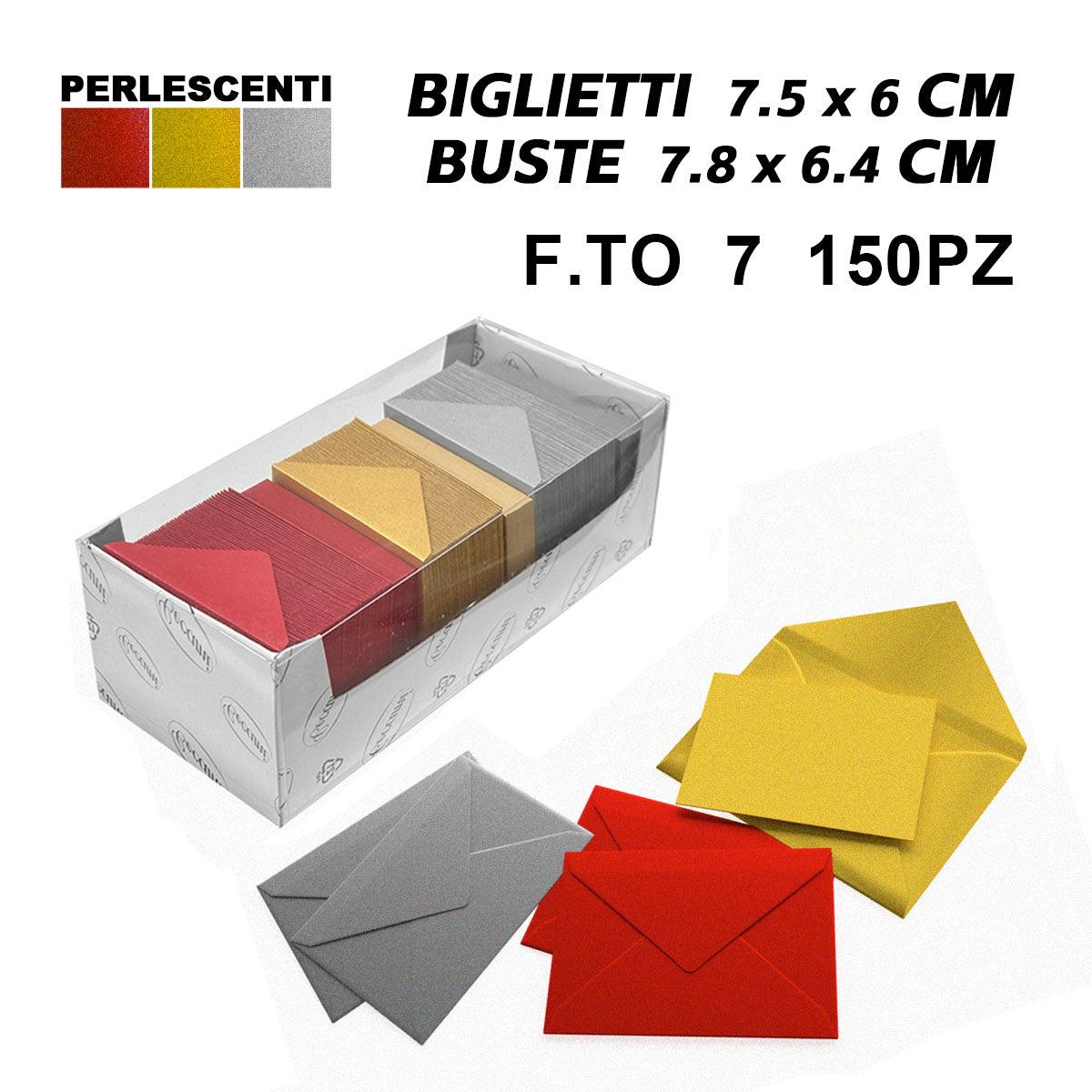 BIGLIETTI E BUSTE F.TO 7  150/150 3 COLORI PERLESCENTI ART.LF40054F7 - koseakasa