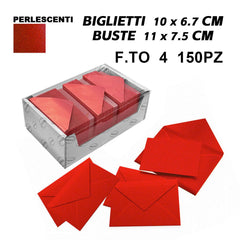 BIGLIETTI E BUSTE F.TO 4  150/150  ROSSO PERLESCENTE ART.LF40055F4 - koseakasa