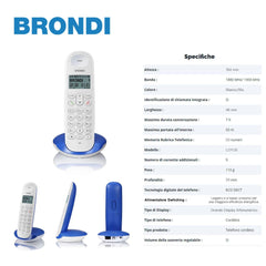 BRONDI LOTUS CORDLESS DIGITALE TELEFONO BIANCO/BLU 1PZ - koseakasa