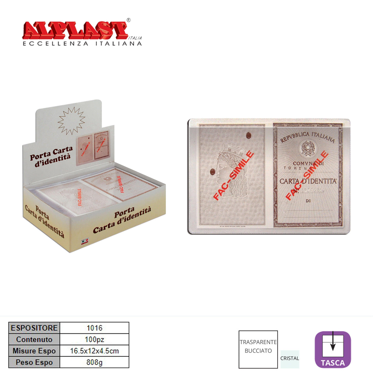 CARTA IDENTITA 100PZ COPERTINA ALPLAST ART.1016 PZ1 - koseakasa