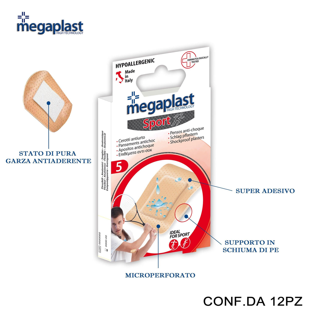 ART.112950 MEGAPLAST SPORT ML 5 CEROTTI FOAM 5X7.5CM CONF.5 12PZ - koseakasa