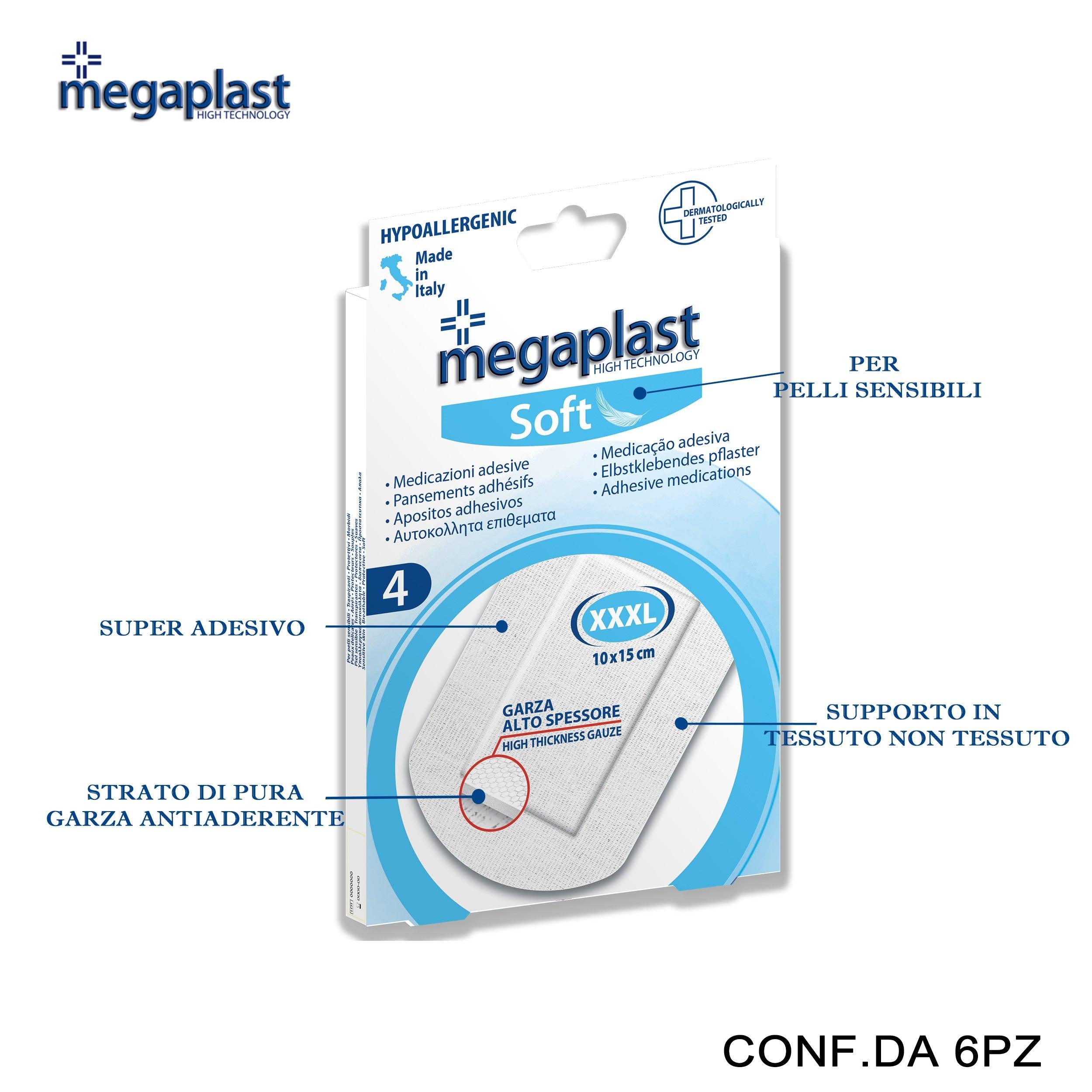 ART.119195 MEGAPLAST SOFT 4 CEROTTI TNT/BIANCO 10X15CM XXL CONF.4 6PZ - koseakasa