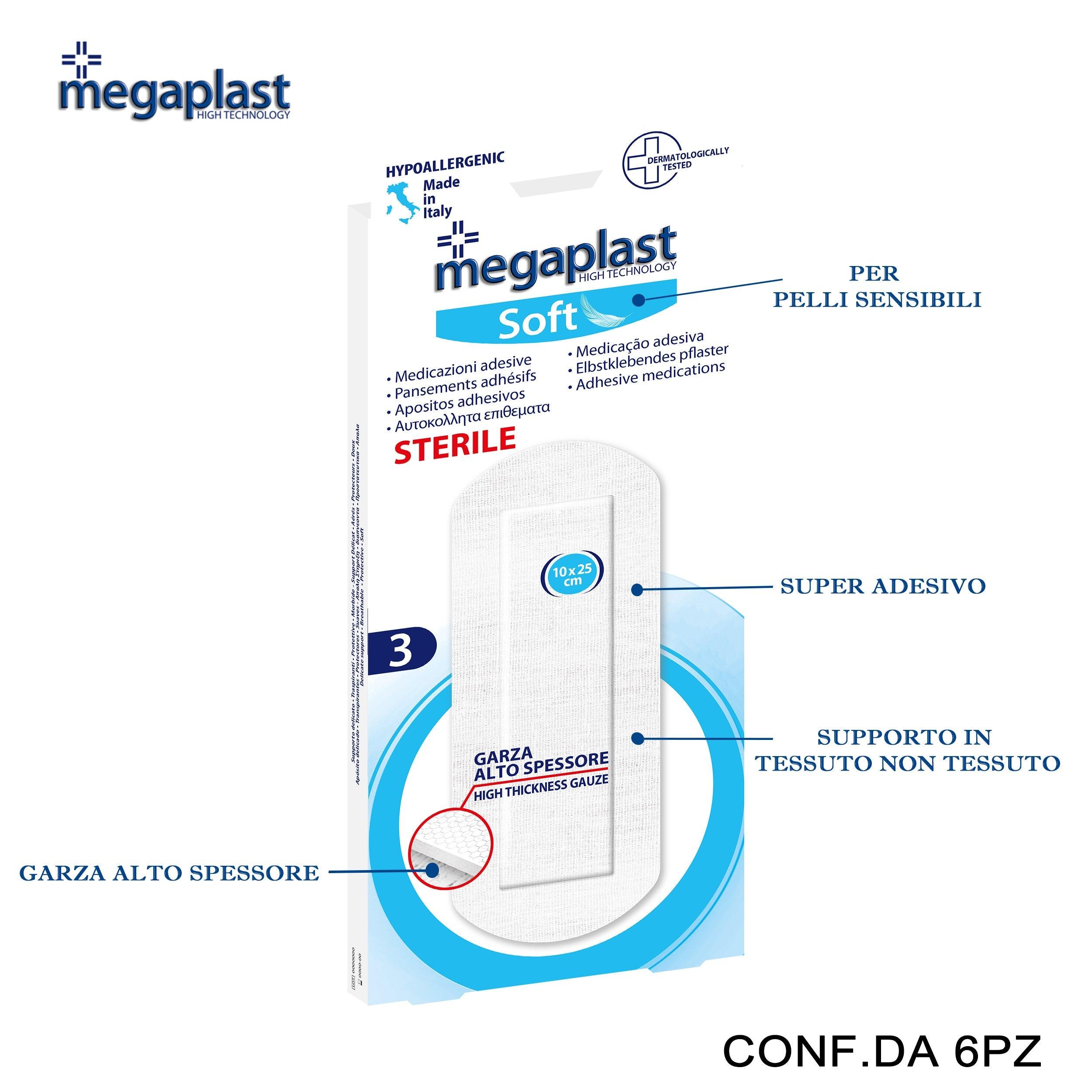 ART.120399 MEGAPLAST SOFT 3 CEROTTI 10X25 TNT/BIANCO STERILE CONF.3 6PZ - koseakasa