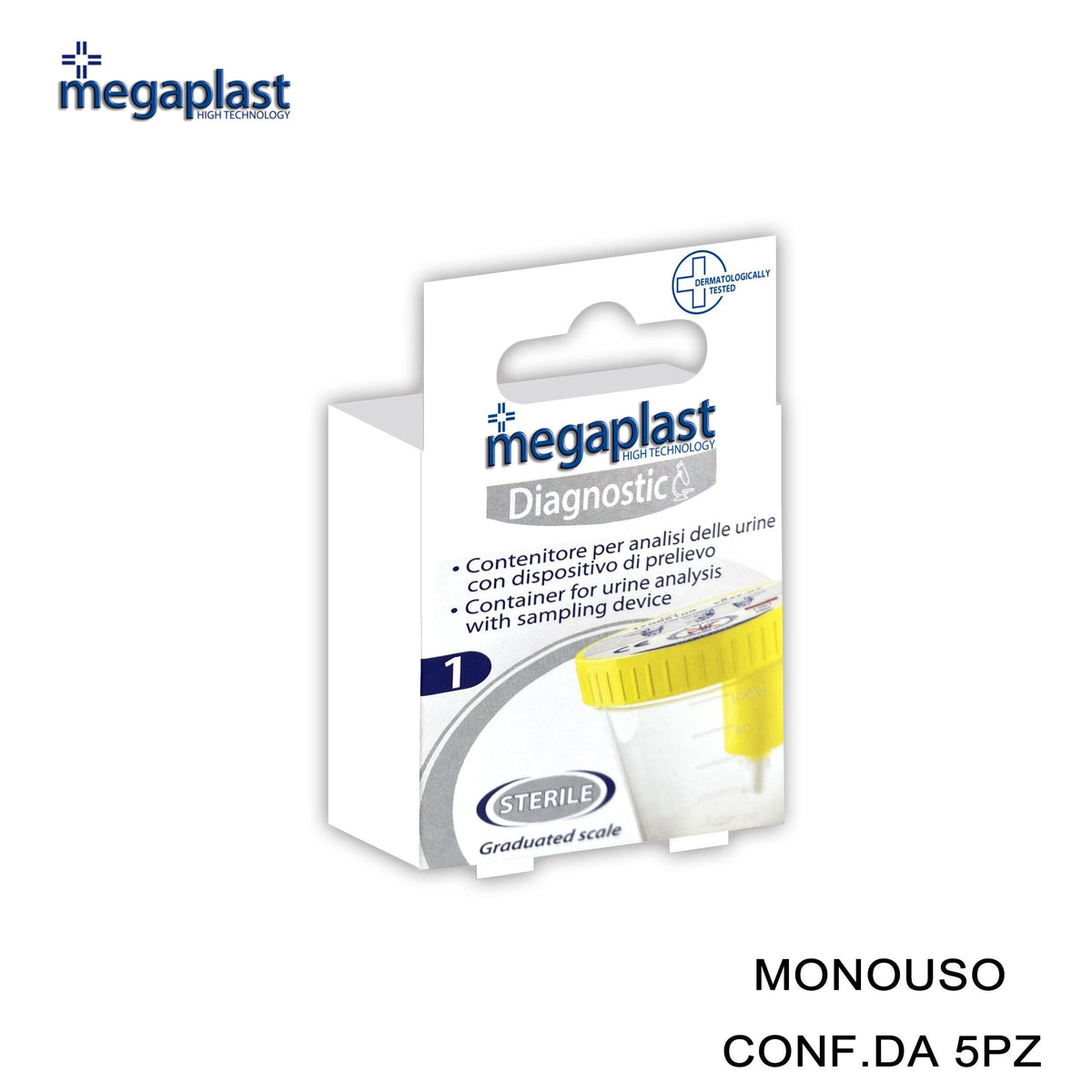 ART.166120 MEGAPLAST DIAGNOSTIC CONTENITORE PER ANALISI DELLE URINE CONF.1 5PZ - koseakasa