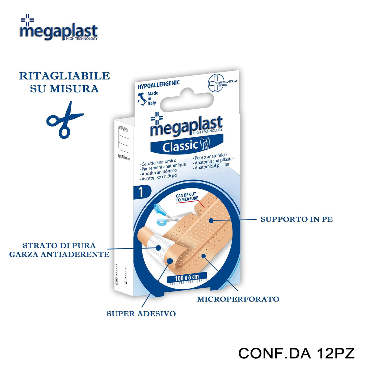 ART.182120 MEGAPLAST CLASSIC ML 1 STRISCIA 100X6CM CONF.1 12PZ - koseakasa