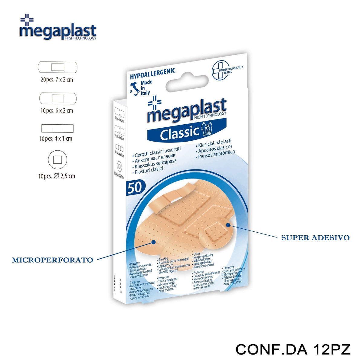 ART.185237 MEGAPLAST CLASSIC 50 CEROTTI ASSORTITI PE CONF.50 12PZ - koseakasa