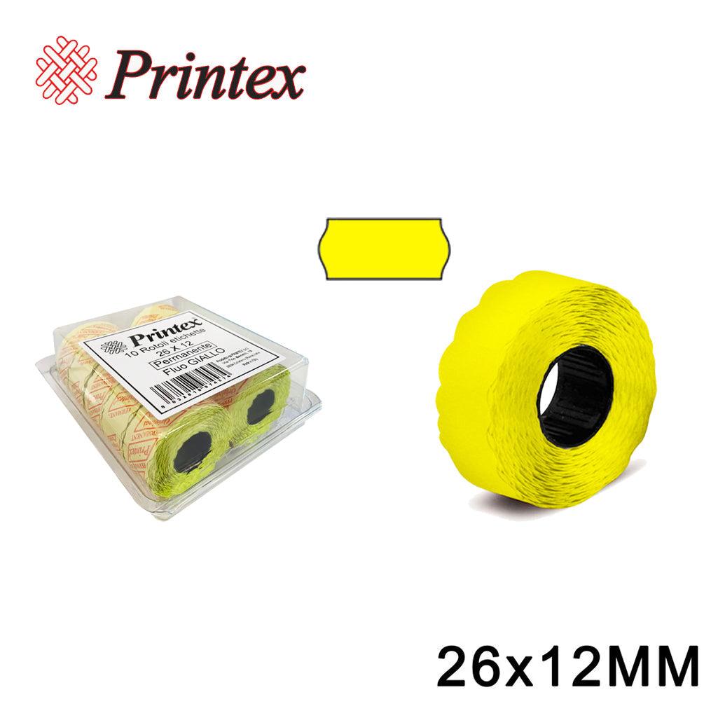 ROTOLI ETICHETTE PREZZI PERMANENTE 26X12MM FLUO GIALLO BL10 - koseakasa