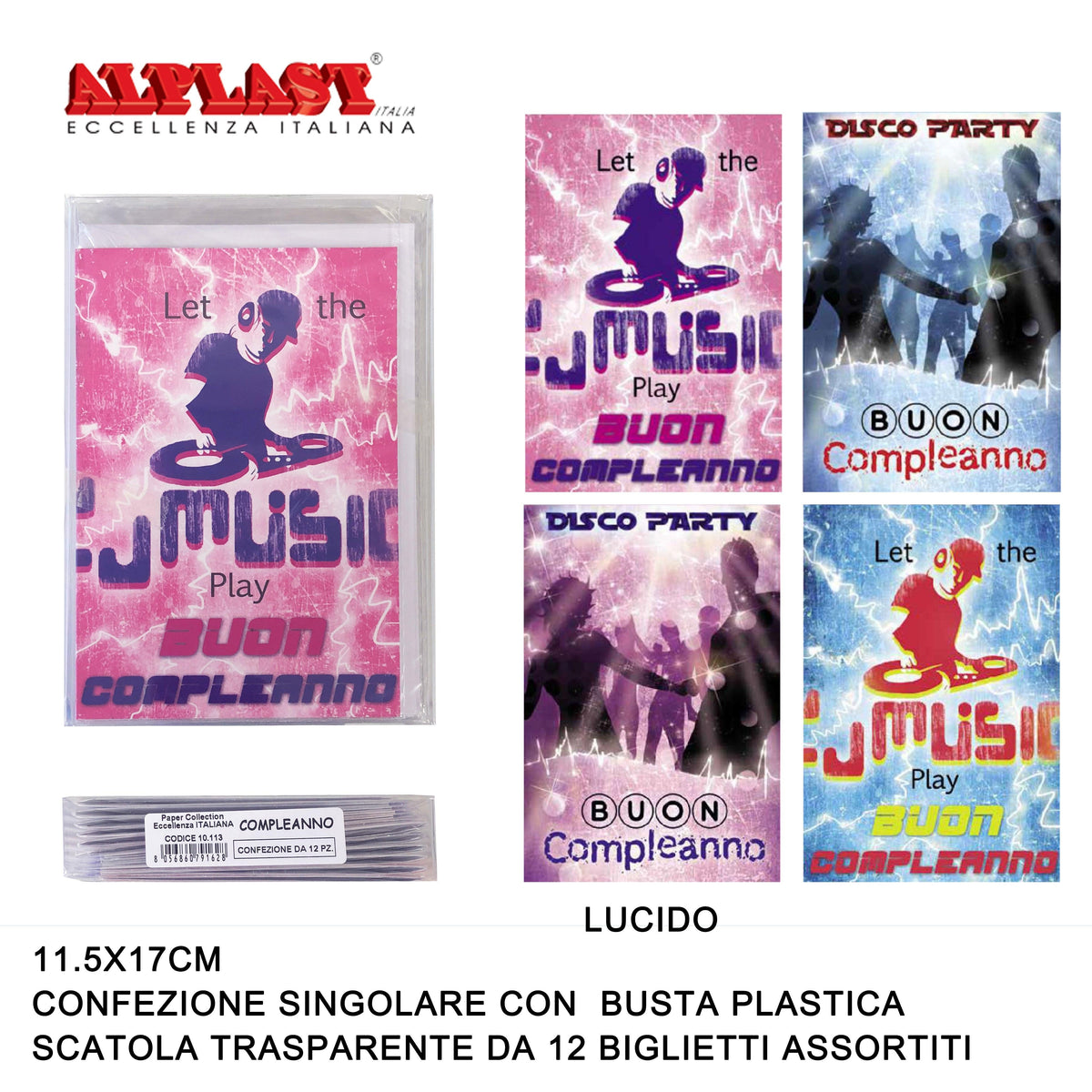 ART.10113 ALPLAST BIGLIETTI DI AUGURI COMPLEANNO CONF.12PZ - koseakasa