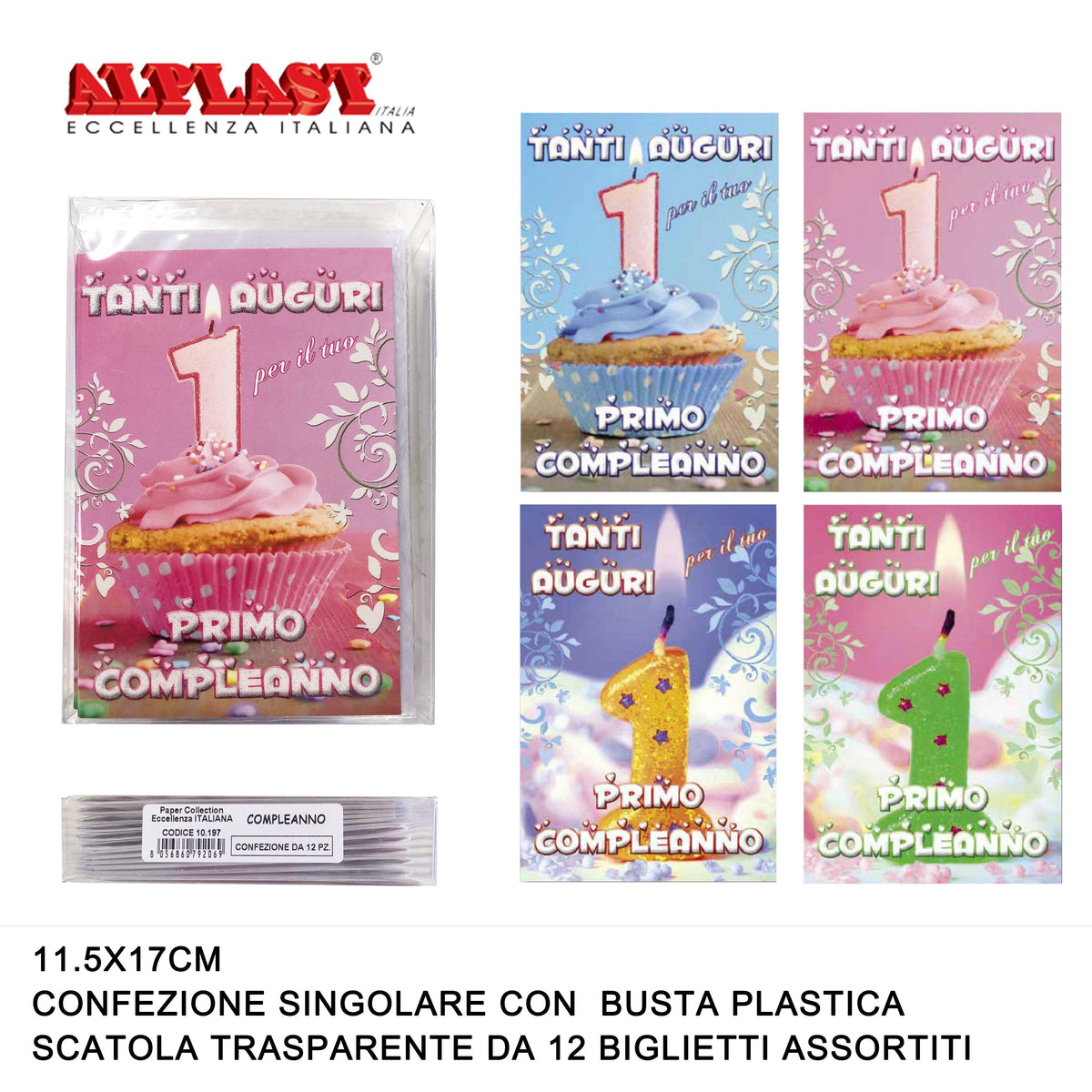 ART.10197 ALPLAST BIGLIETTI DI AUGURI COMPLEANNO CONF.12PZ - koseakasa