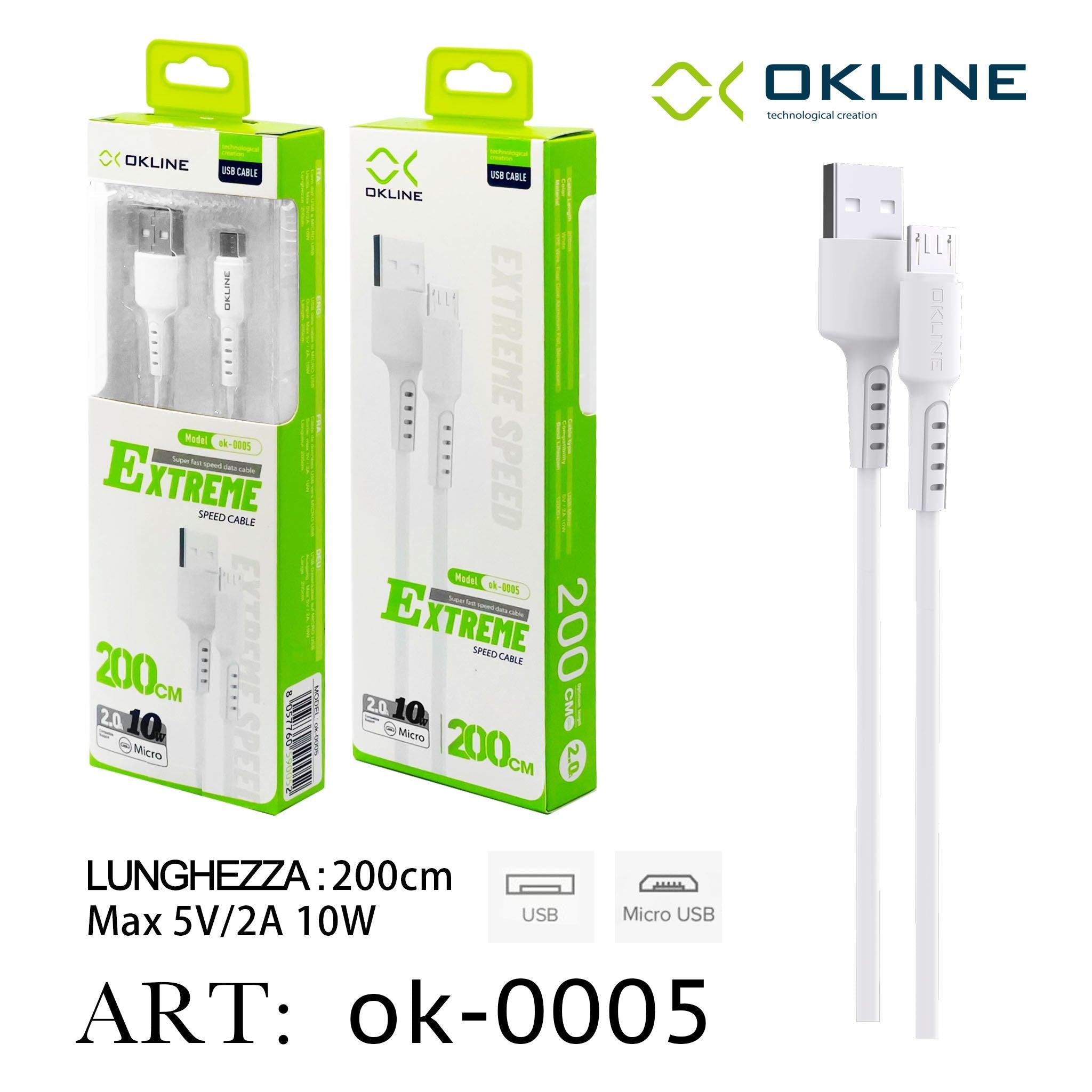 ART.OK-0005 OKLINE Micro USB Cavo 200cm Bianco - koseakasa