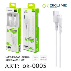 ART.OK-0005 OKLINE Micro USB Cavo 200cm Bianco - koseakasa