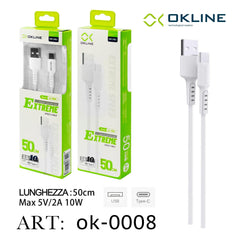 ART.OK-0008 OKLINE Type-C USB Cavo 50cm Bianco - koseakasa
