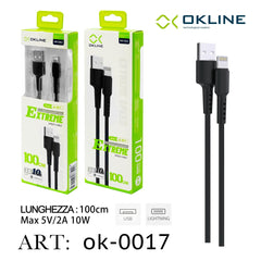 ART.OK-0017 OKLINE Iphone Lightning USB Cavo 100cm Nero - koseakasa