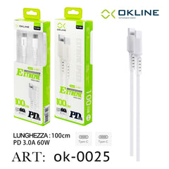 ART.OK-0025 OKLINE Type-C Type-C Cavo 3A 60W100cm Bianco - koseakasa