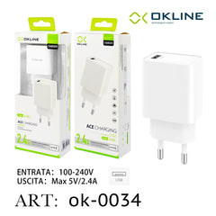 ART.OK-0034 OKLINE USB Caricatore 2.4A Bianco - koseakasa