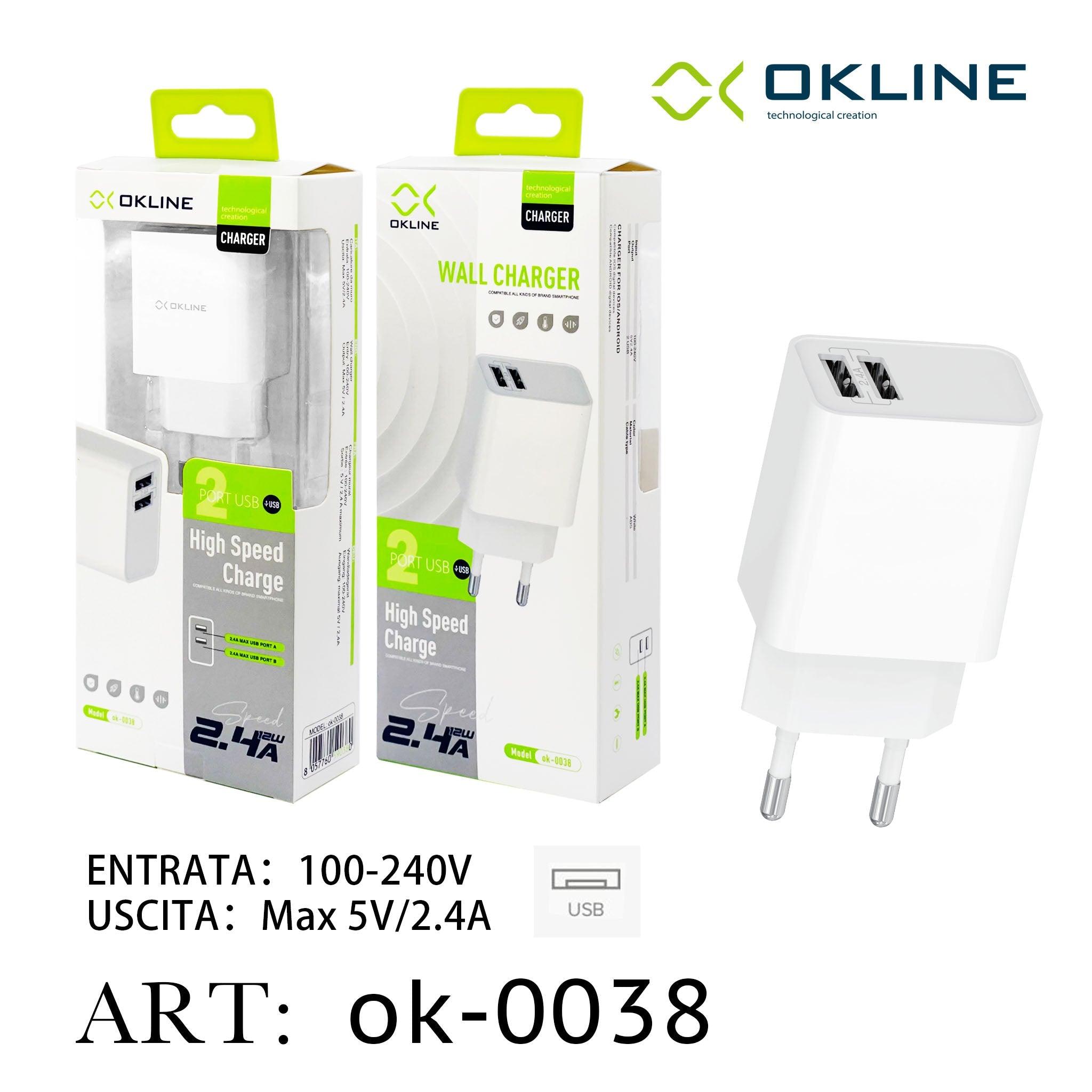 ART.OK-0038 OKLINE USB Caricatore 2.4A Bianco - koseakasa