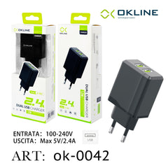 ART.OK-0042 OKLINE USB Caricatore 2.4A Nero - koseakasa