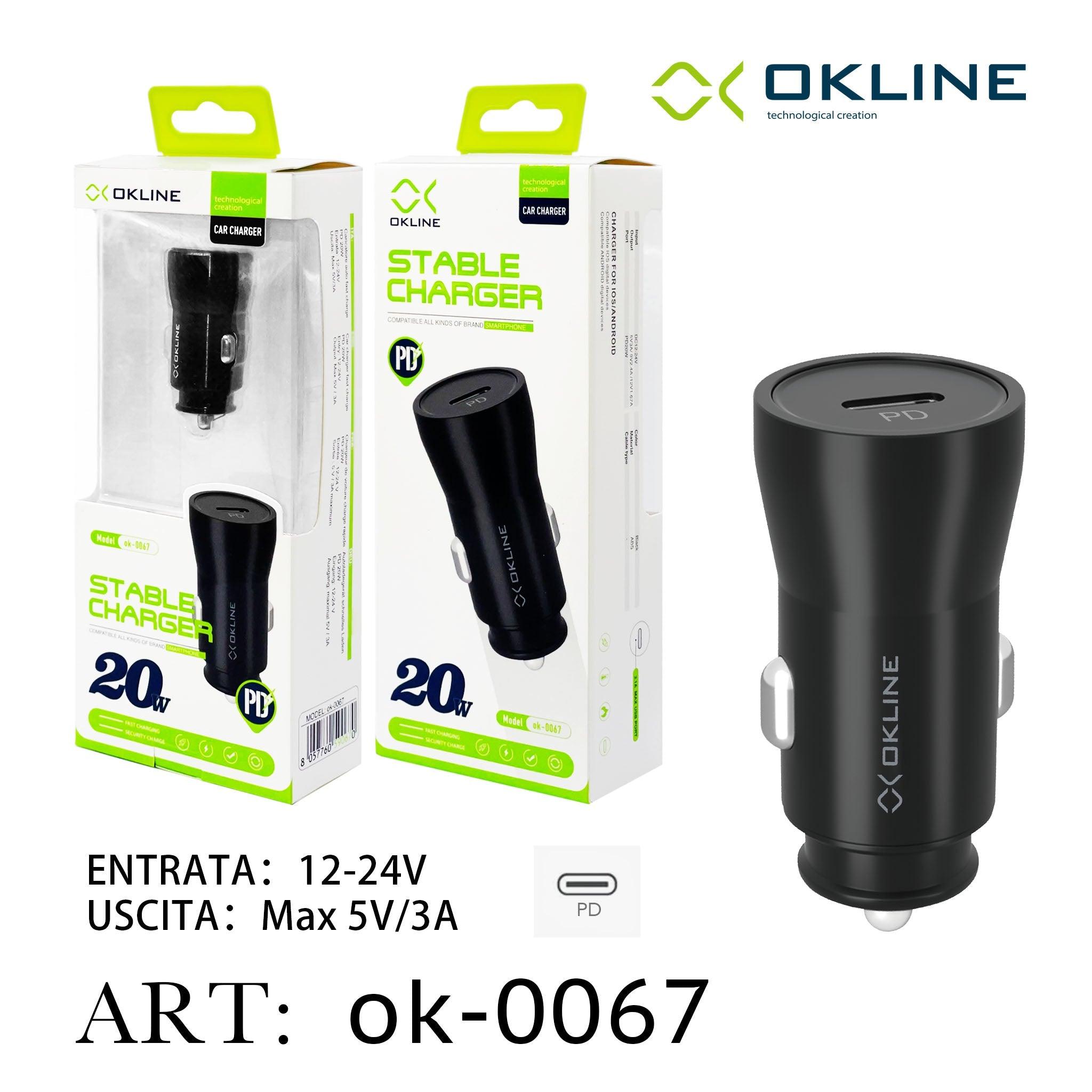ART.OK-0067 OKLINE PD Caricatore Auto Nero - koseakasa