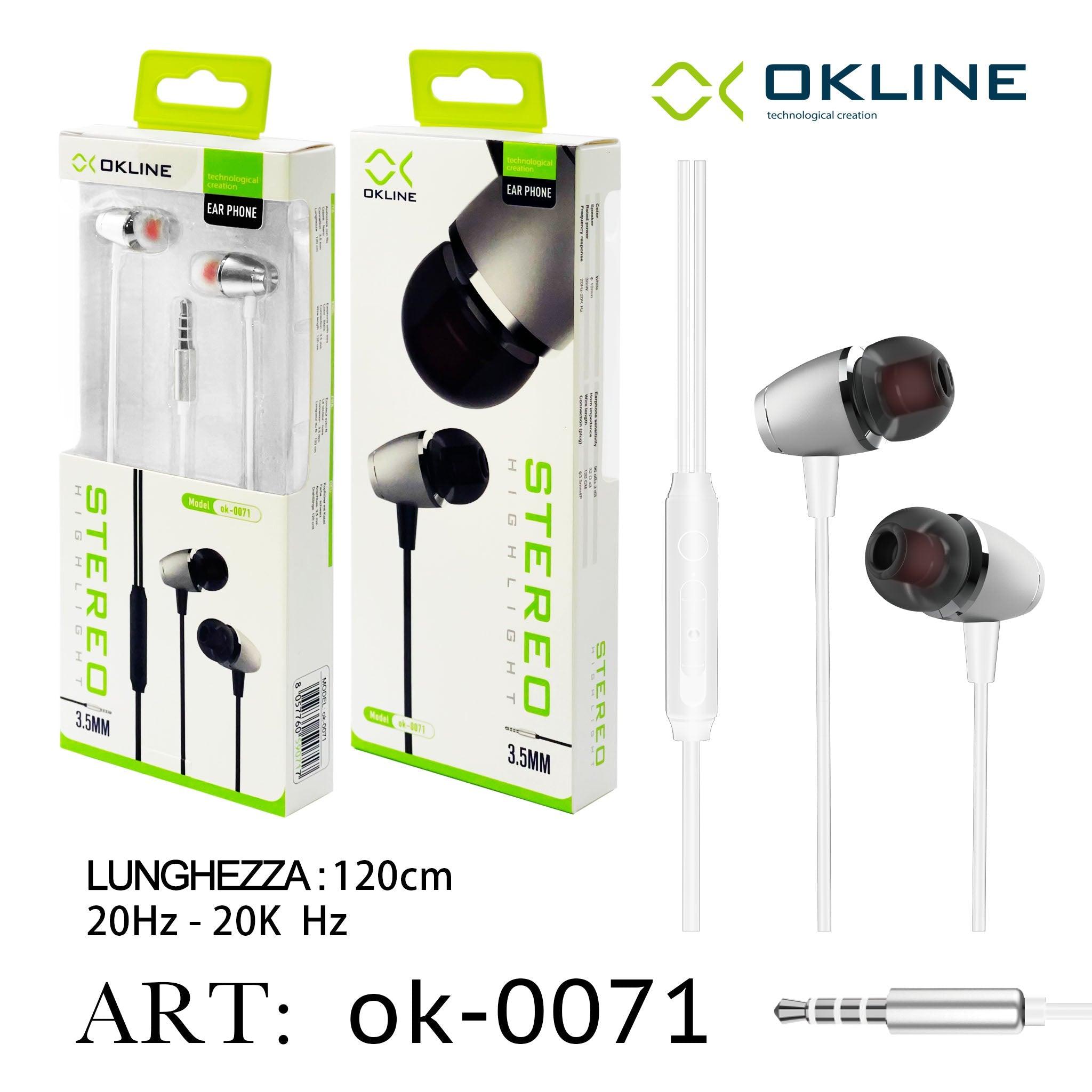 ART.OK-0071 OKLINE 3.5MM AUX Auricolari Bianco - koseakasa