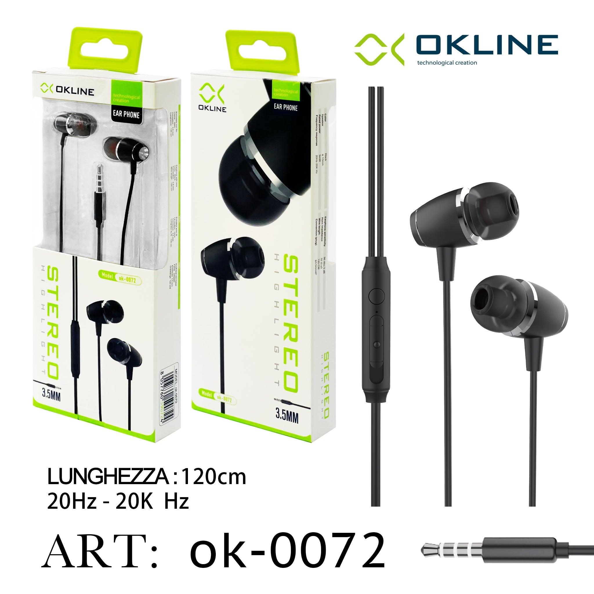ART.OK-0072 OKLINE 3.5MM AUX Auricolari Nero - koseakasa