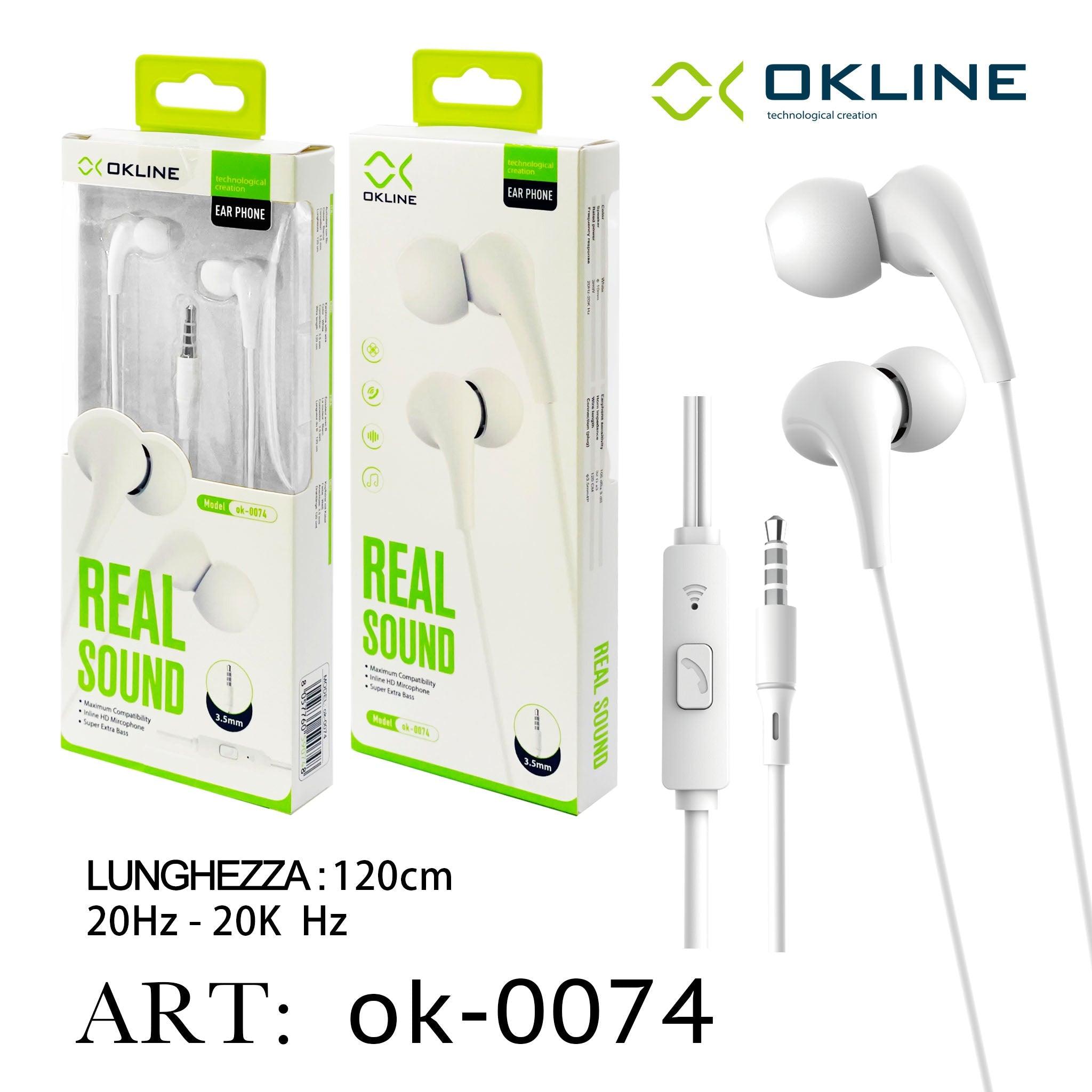 ART.OK-0074 OKLINE 3.5MM AUX Auricolari Bianco - koseakasa