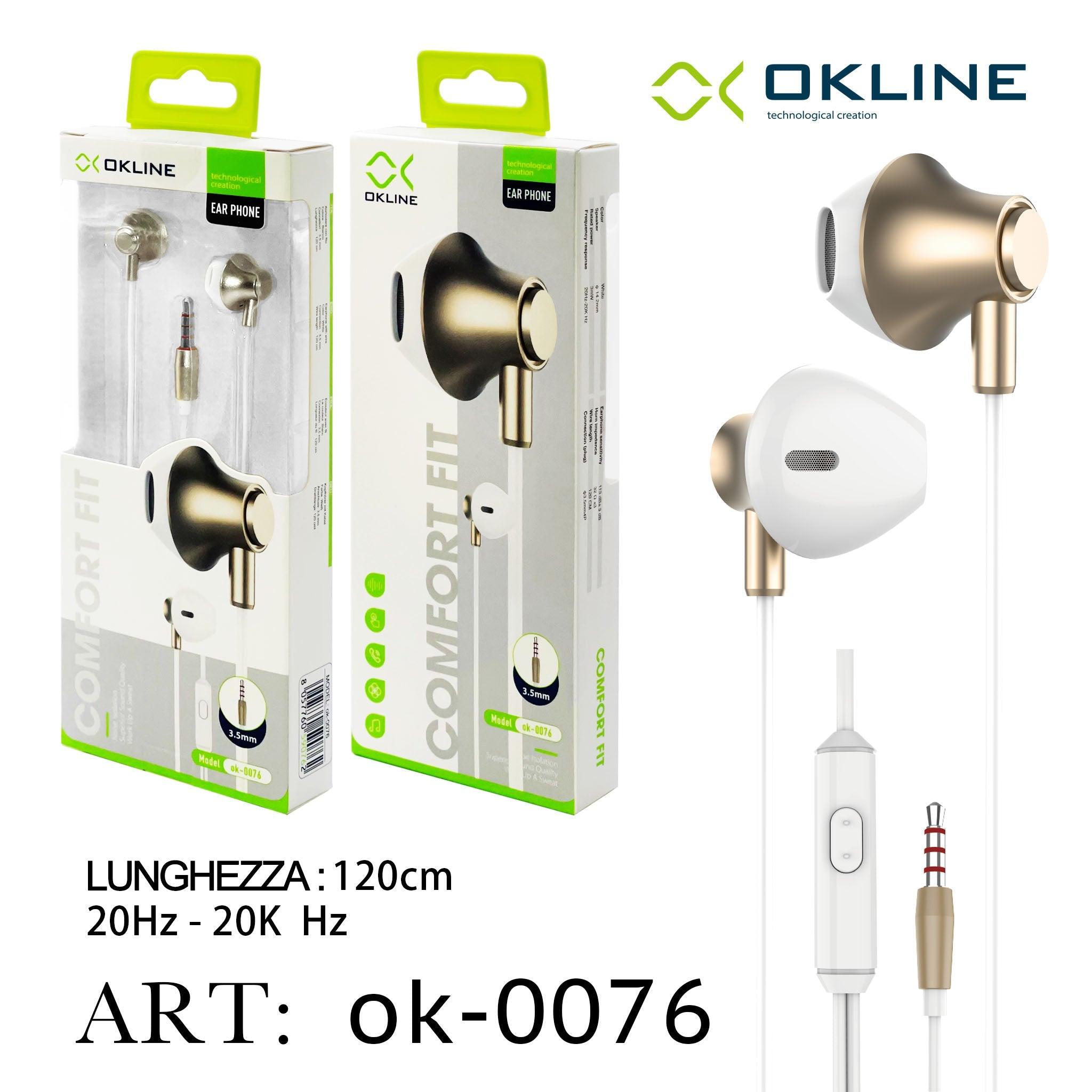 ART.OK-0076 OKLINE 3.5MM AUX Auricolari Bianco - koseakasa