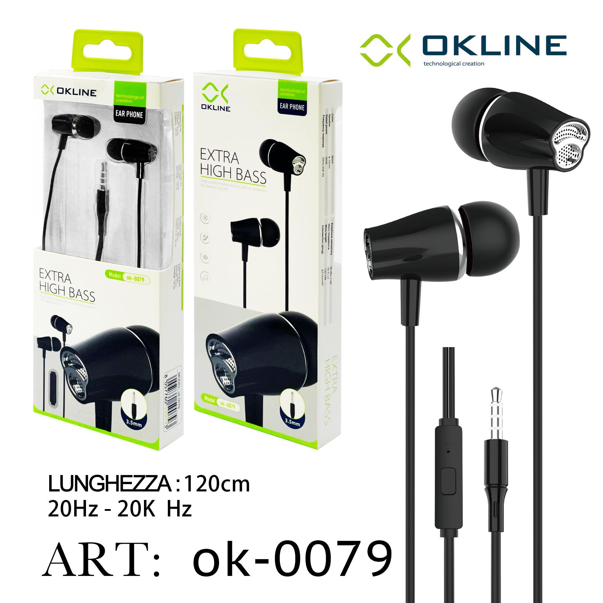 ART.OK-0079 OKLINE 3.5MM AUX Auricolari Nero - koseakasa
