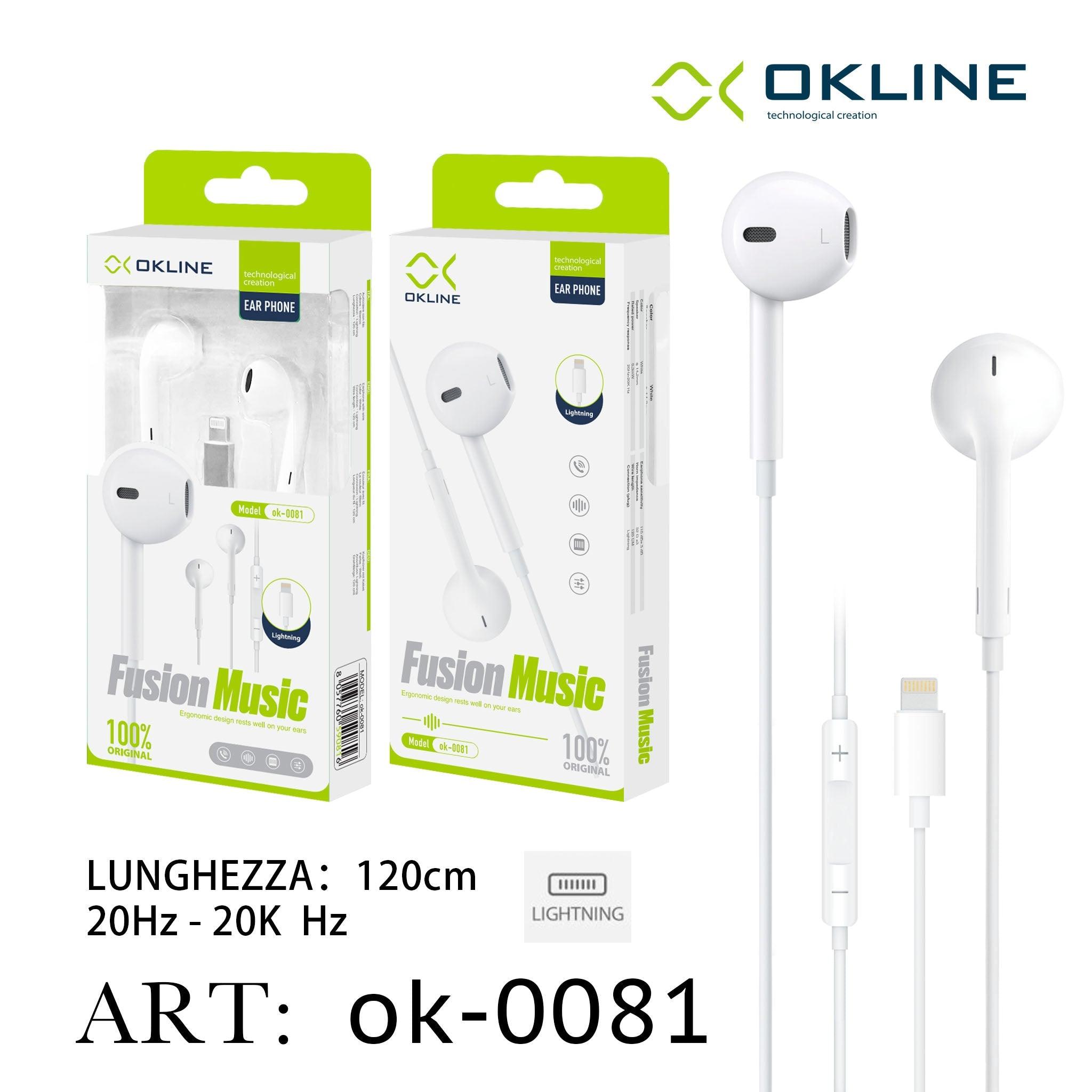 ART.OK-0081 OKLINE Iphone Lightning Auricolari Bianco - koseakasa
