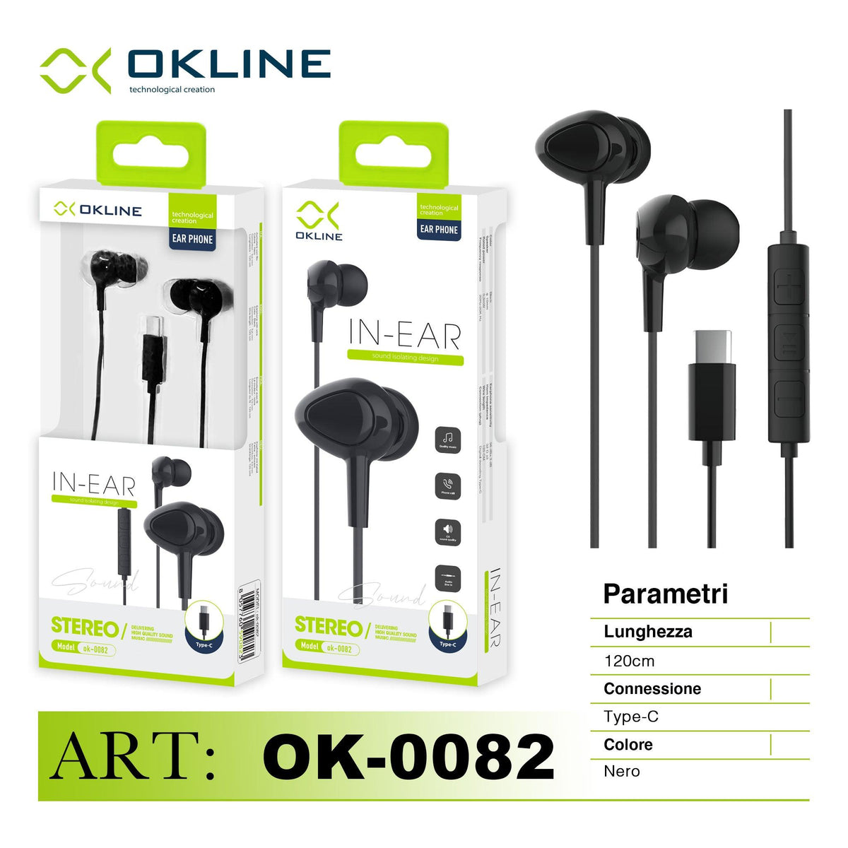 ART.OK-0082 OKLINE TC Auricolari Nero - koseakasa