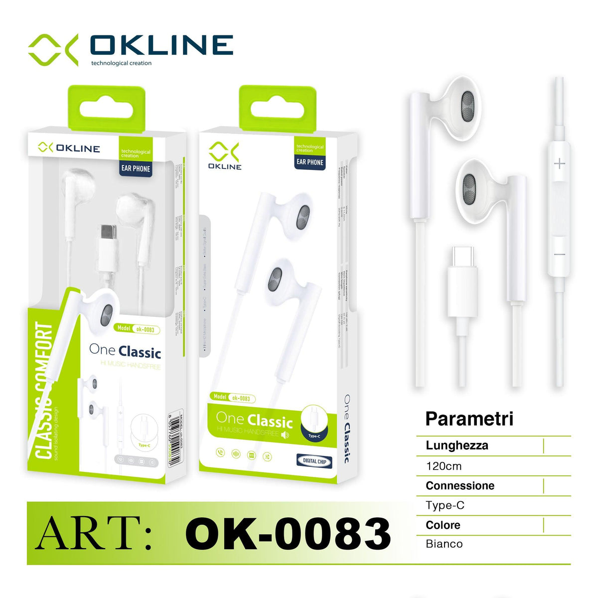 ART.OK-0083 OKLINE TC Auricolari Bianco - koseakasa