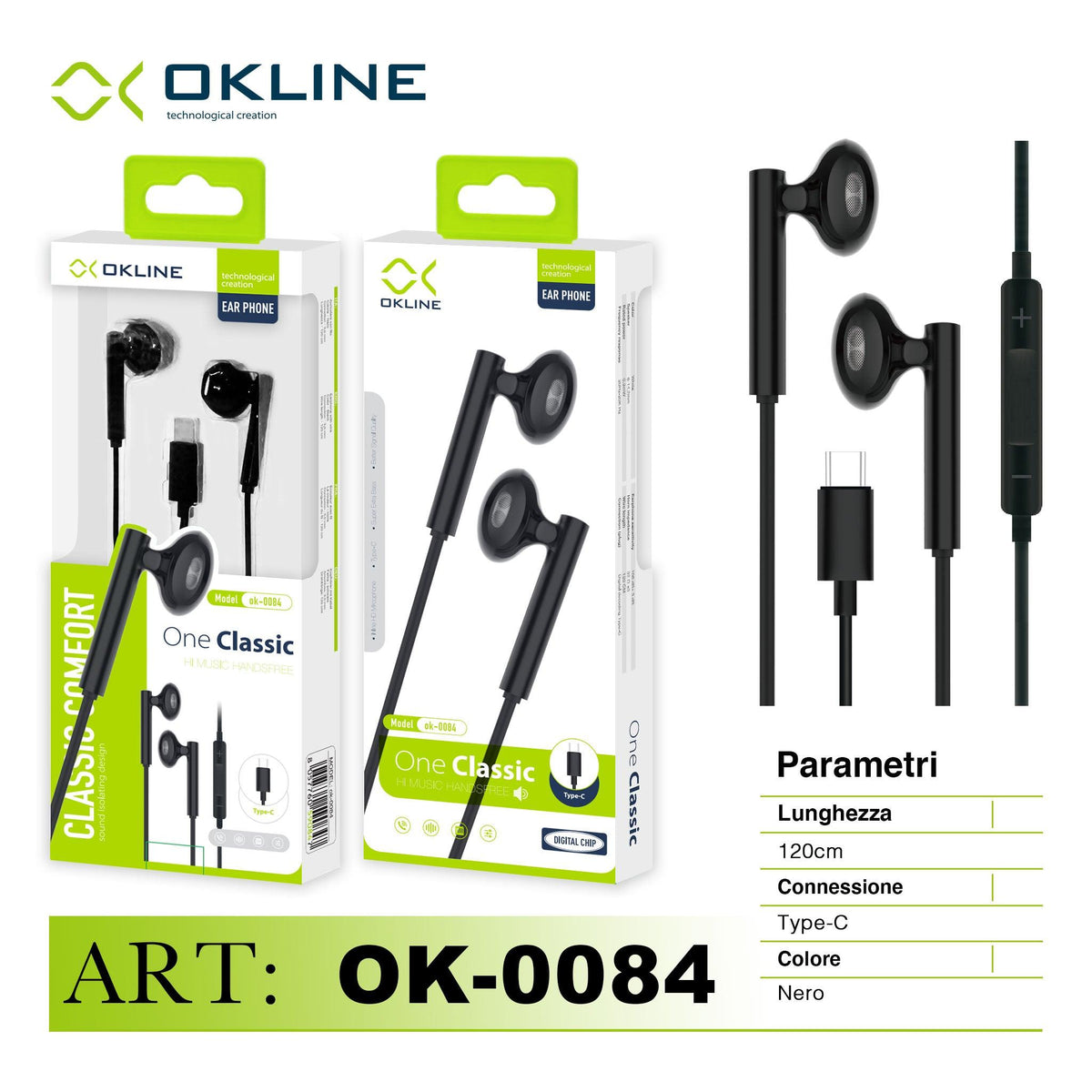 ART.OK-0084 OKLINE TC Auricolari Nero - koseakasa
